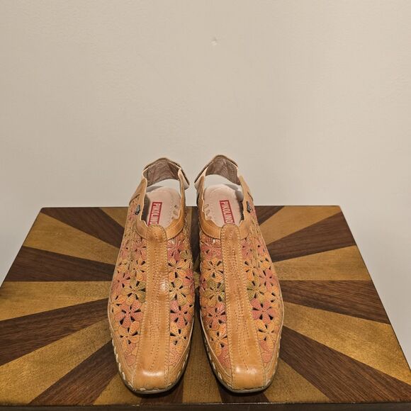 Pikolinos Women 36 Romana Leather Shoes Sandals Floral Pink Boho Cottage Western - Picture 3 of 13